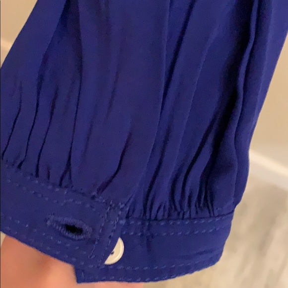 Royal blue LOFT long sleeve blouse. - Picture 5 of 6